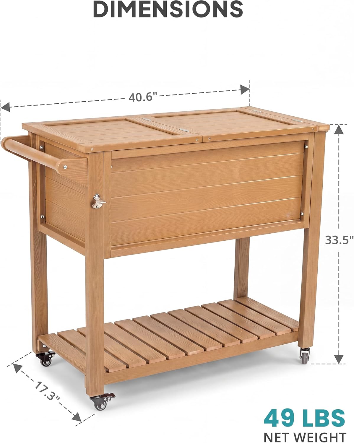 Rolling Outdoor Cooler Table – Wood Grain Ice Bucket 🧊🌿