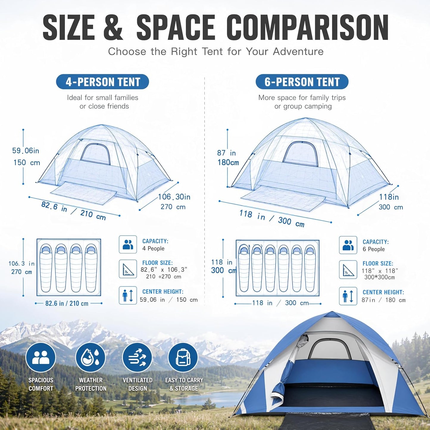 XL Camping Tent – 2 Person Waterproof Outdoor Tent 🏕️